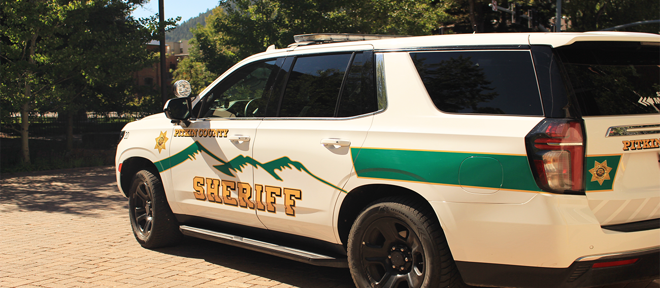 Pitkin County Sheriff Vehicle - Roaring Fork Valley Colorado in front of Aspen Courtroom